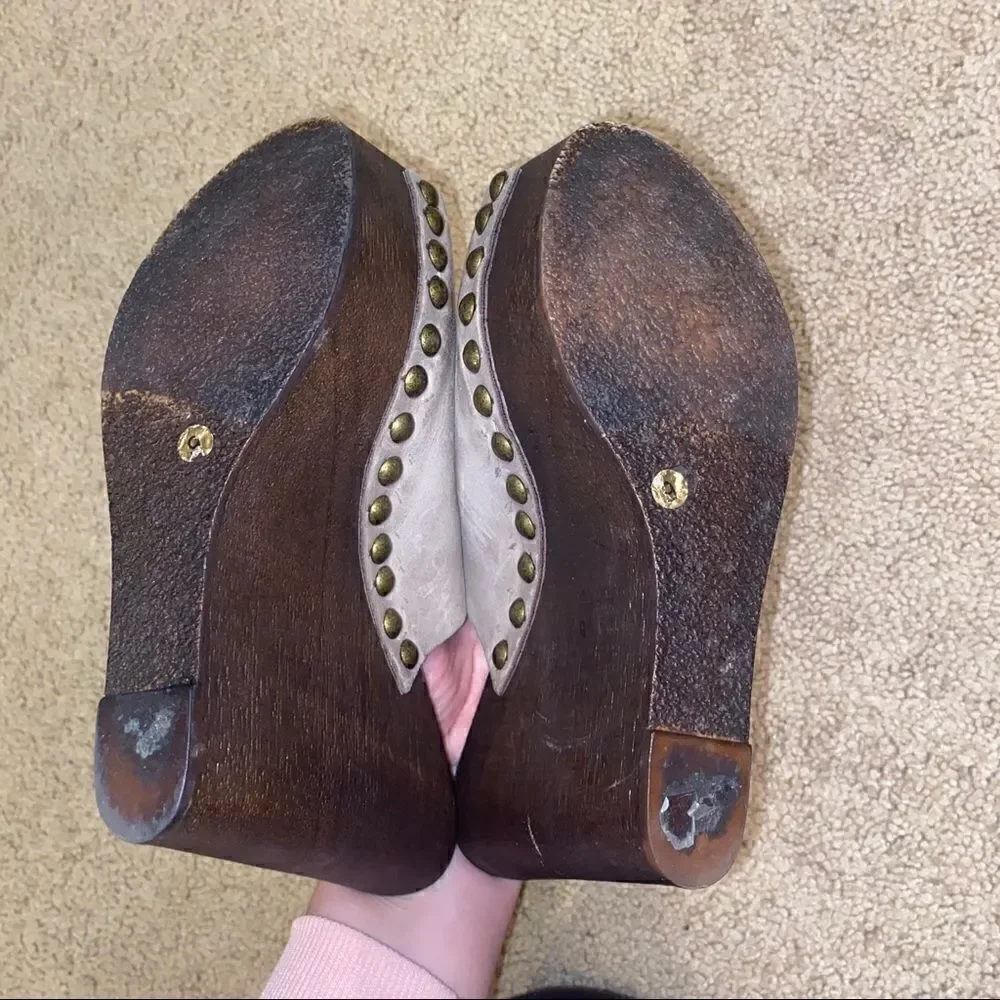 Charles David Leather Studded Wedges